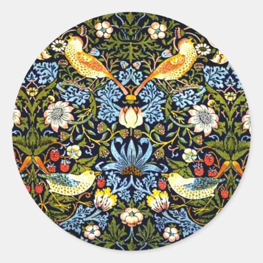 William Morris - Strawberry Thief Runder Aufkleber (Vorderseite)