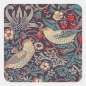 William Morris Strawberry Thief Square Sticker (Vorderseite)