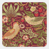 William Morris Strawberry Thief Square Sticker (Vorderseite)
