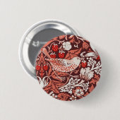 William Morris Strawberry Thief Terrakotta-Vogel Button (Vorne & Hinten)