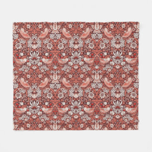 William Morris Strawberry Thief Terrakotta-Vogel Fleecedecke