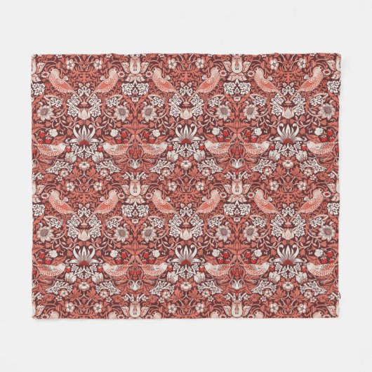 William Morris Strawberry Thief Terrakotta-Vogel Fleecedecke (Vorderseite (Horizontal))