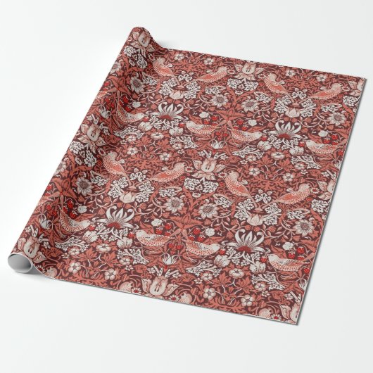 William Morris Strawberry Thief Terrakotta-Vogel Geschenkpapier (Ungerollt)