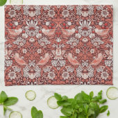 William Morris Strawberry Thief Terrakotta-Vogel Geschirrtuch (Gefaltet)