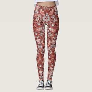 William Morris Strawberry Thief Terrakotta-Vogel Leggings