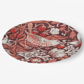 William Morris Strawberry Thief Terrakotta-Vogel Pappteller (Schrägansicht)