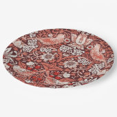 William Morris Strawberry Thief Terrakotta-Vogel Pappteller (Schrägansicht)