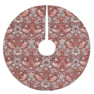 William Morris Strawberry Thief Terrakotta-Vogel Polyester Weihnachtsbaumdecke