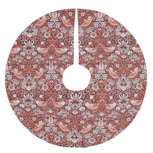 William Morris Strawberry Thief Terrakotta-Vogel Polyester Weihnachtsbaumdecke (Vorderseite)