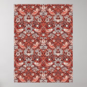 William Morris Strawberry Thief Terrakotta-Vogel Poster (Vorne)