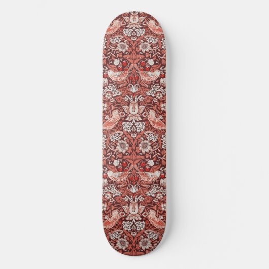 William Morris Strawberry Thief Terrakotta-Vogel Skateboard (Vorderseite)