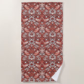 William Morris Strawberry Thief Terrakotta-Vogel Strandtuch (Vorderseite)