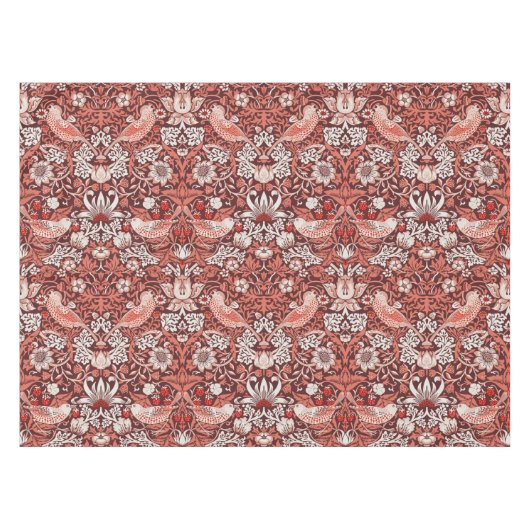 William Morris Strawberry Thief Terrakotta-Vogel Tischdecke (Vorderseite (Horizontal))