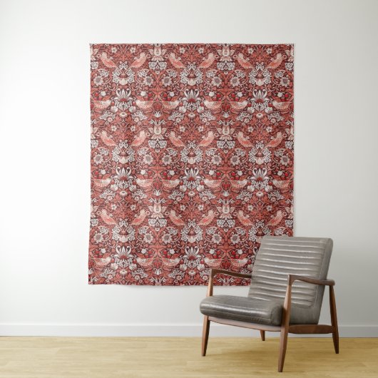William Morris Strawberry Thief Terrakotta-Vogel Wandteppich (Beispiel)