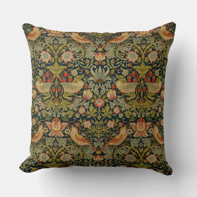 William Morris: Strawberry Thief Throw Kissen (Vorderseite)