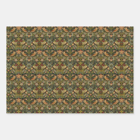 William Morris: Strawberry Thief Wrapping Paper Geschenkpapier Set (Vorderseite)