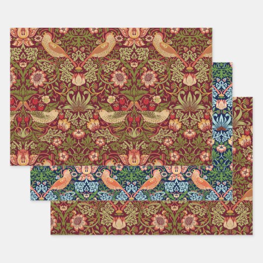 William Morris Strawberry Thief Wrapping Paper Geschenkpapier Set (Set)