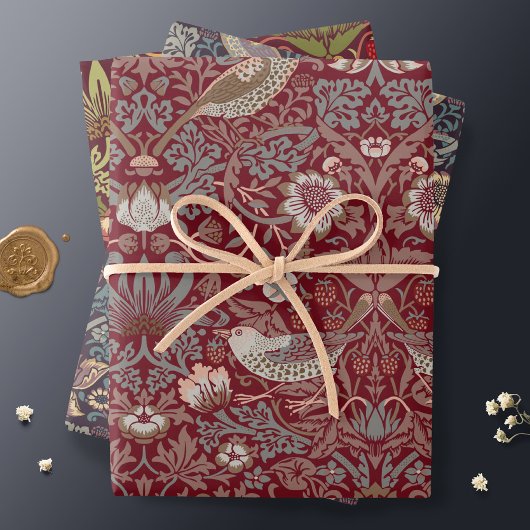 William Morris Strawberry Thief Wrapping Paper Geschenkpapier Set