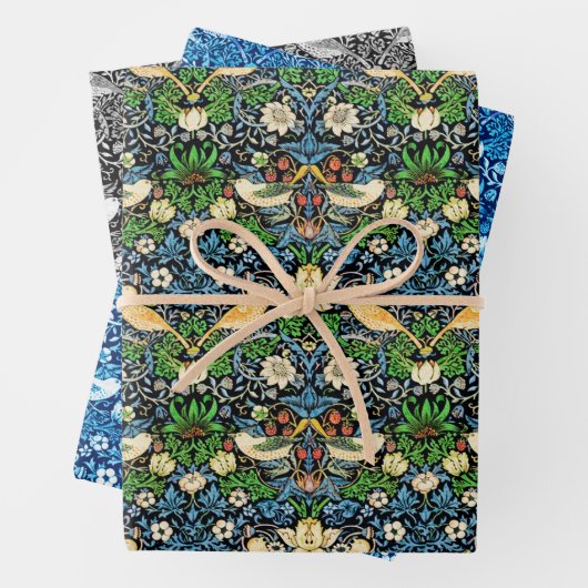 William Morris Strswberry Diief, Multi Blue Black Geschenkpapier Set (Beispiel)