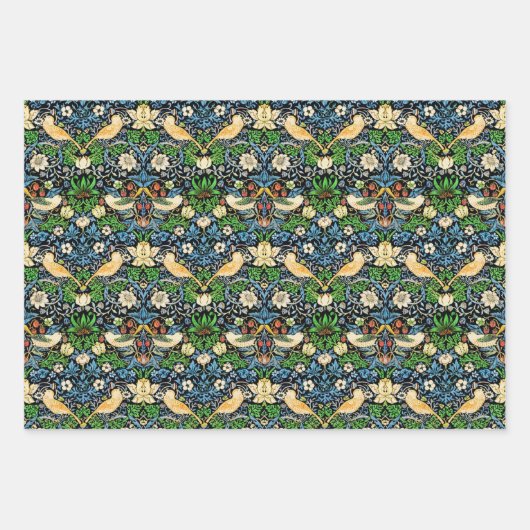 William Morris Strswberry Diief, Multi Blue Black Geschenkpapier Set (Vorderseite)