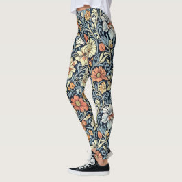 William Morris style floral acanthus pattern Leggings