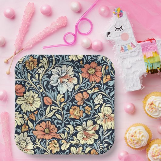 William Morris style floral acanthus pattern Pappteller (Party)