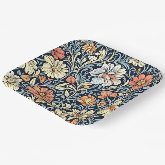 William Morris style floral acanthus pattern Pappteller (Gewinkelt)