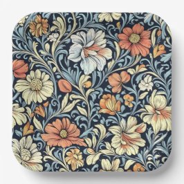William Morris style floral acanthus pattern Pappteller