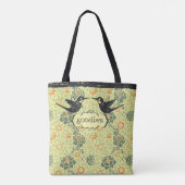 William Morris Style Floral Distressed Hummingbird Tasche (Rückseite)