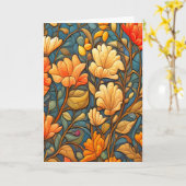 William Morris Style Floral Pattern in Herbstfarbe Karte (Gelbe Blume)