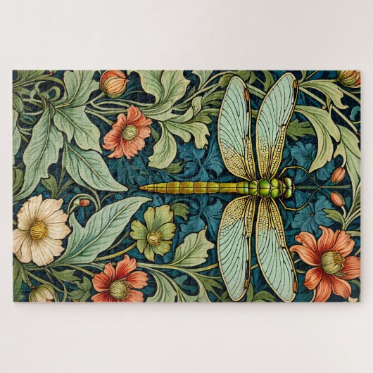 William Morris Style Flower Pattern Dragonfly Puzz Puzzle (Horizontal)