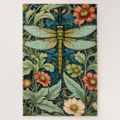 William Morris Style Flower Pattern Dragonfly Puzz Puzzle (Vertikal)