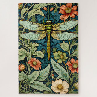 William Morris Style Flower Pattern Dragonfly Puzz Puzzle