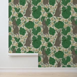 William Morris Style Garden Rabbit Pattern Tapete
