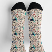 William Morris Style Hummingbirds Botanisch Socken (Oben)