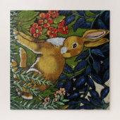 William Morris Style Rabbit Hare Woodland Animal Puzzle (Horizontal)