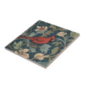 William Morris Style Red Kardinal Bird rechts Fliese (Seite)