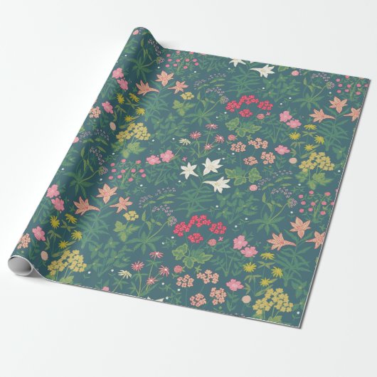 William Morris Style Spring Garden Blumenmuster Geschenkpapier (Ungerollt)