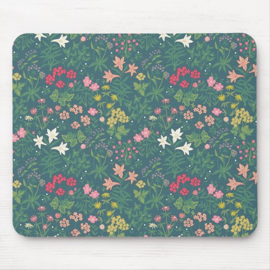 William Morris Style Spring Garden Blumenmuster Mousepad (Vorne)