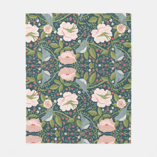 William Morris Style Strawberry Diief Floral Fleecedecke (Vorderseite)