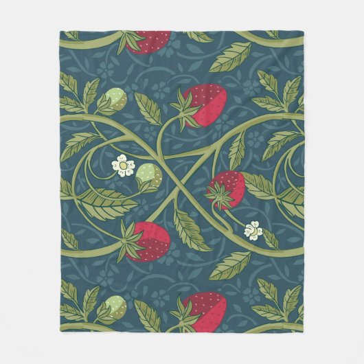 William Morris Style Strawberry Floral Pattern Fleecedecke (Vorderseite)