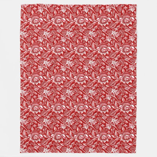 William Morris Sunblumen, Deep Red and White Fleecedecke (Vorderseite)