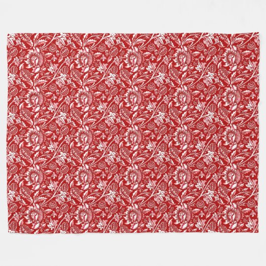 William Morris Sunblumen, Deep Red and White Fleecedecke (Vorderseite (Horizontal))