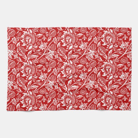 William Morris Sunblumen, Deep Red and White Geschirrtuch (Horizontal)