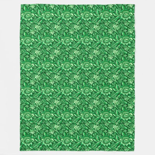 William Morris Sunblumen, Emerald Green Fleecedecke (Vorderseite)