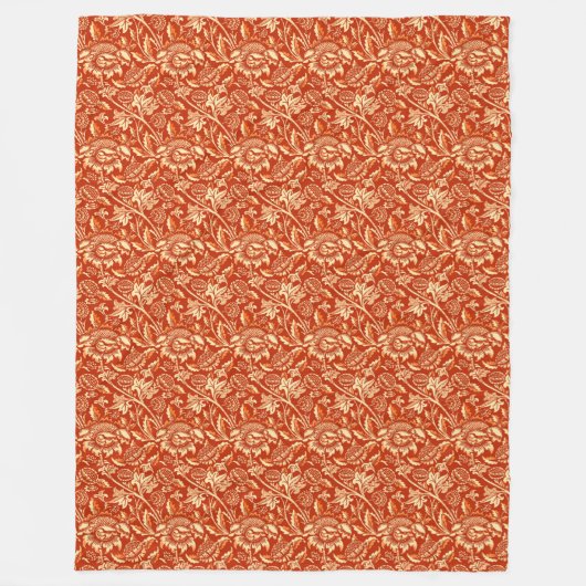 William Morris Sunblumen, Mandarin Orange Fleecedecke (Vorderseite)