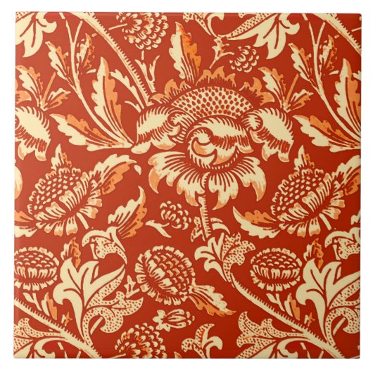 William Morris Sunblumen, Mandarin Orange Fliese (Vorderseite)