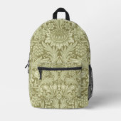 William Morris Sunflower Green Blume Bedruckter Rucksack (Vorderseite)
