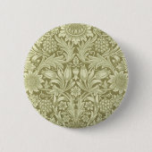 William Morris Sunflower Green Blume Button (Vorderseite)