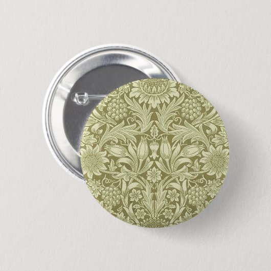 William Morris Sunflower Green Blume Button (Vorne & Hinten)